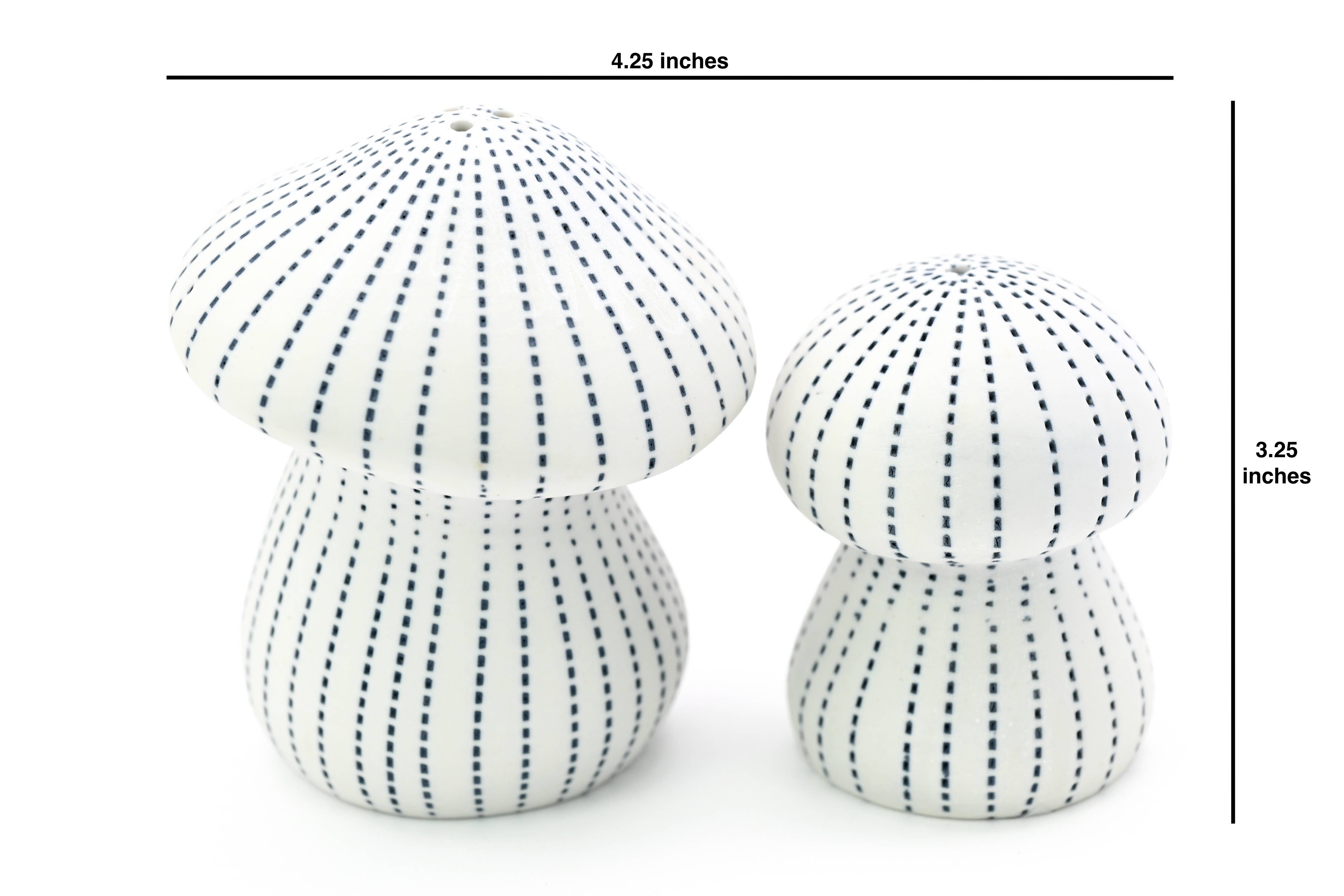 Mushroom Handcrafted Porcelain Salt and Pepper Shaker Set