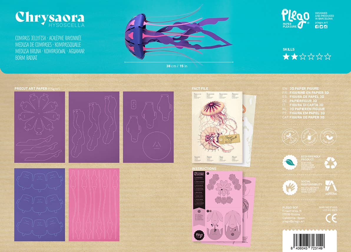 Jellyfish 3D Paper Figure by Plego | Sea Collection | No Glue Needed