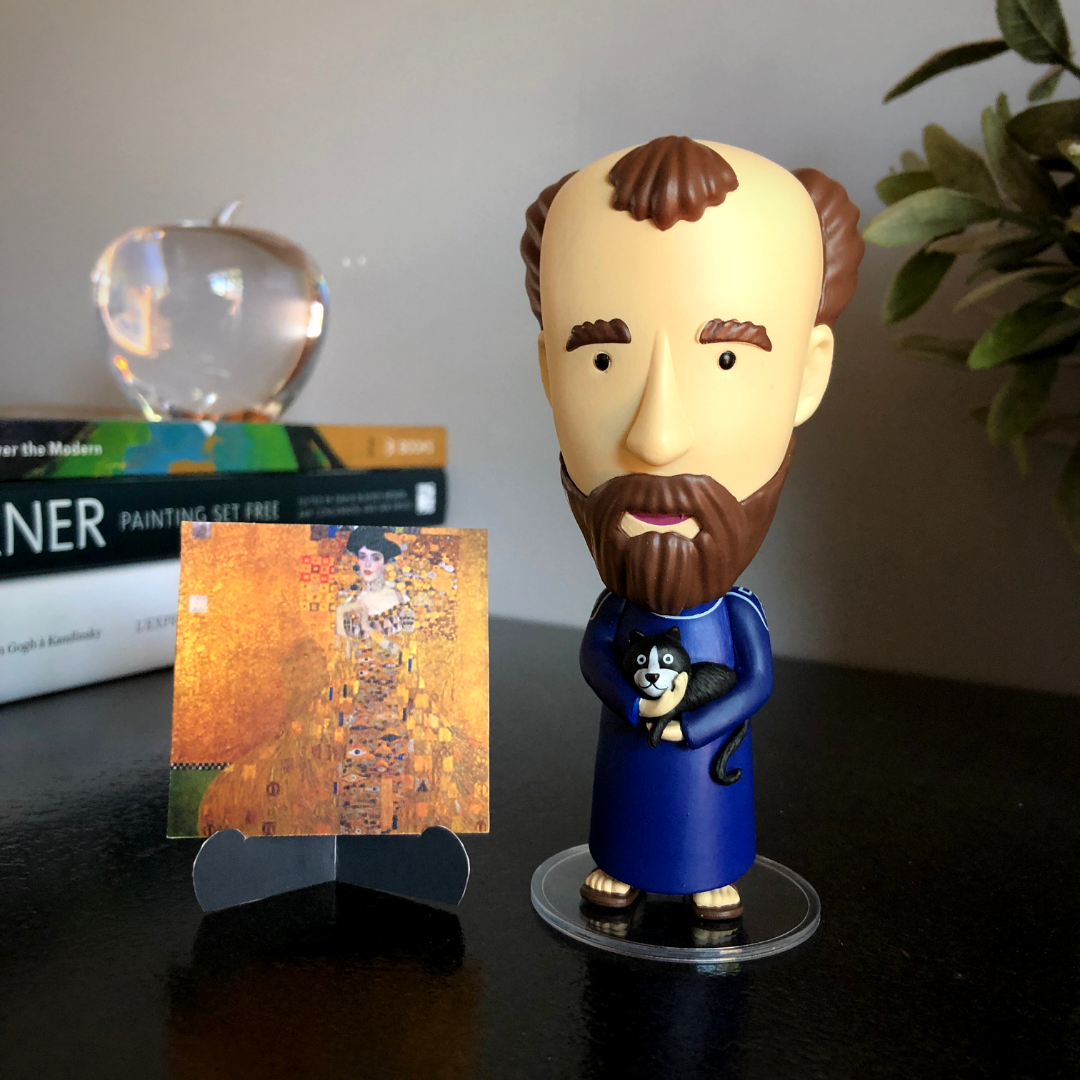 Gustav Klimt Figurine | 5" Art History Collectible | Golden Phase Stickers