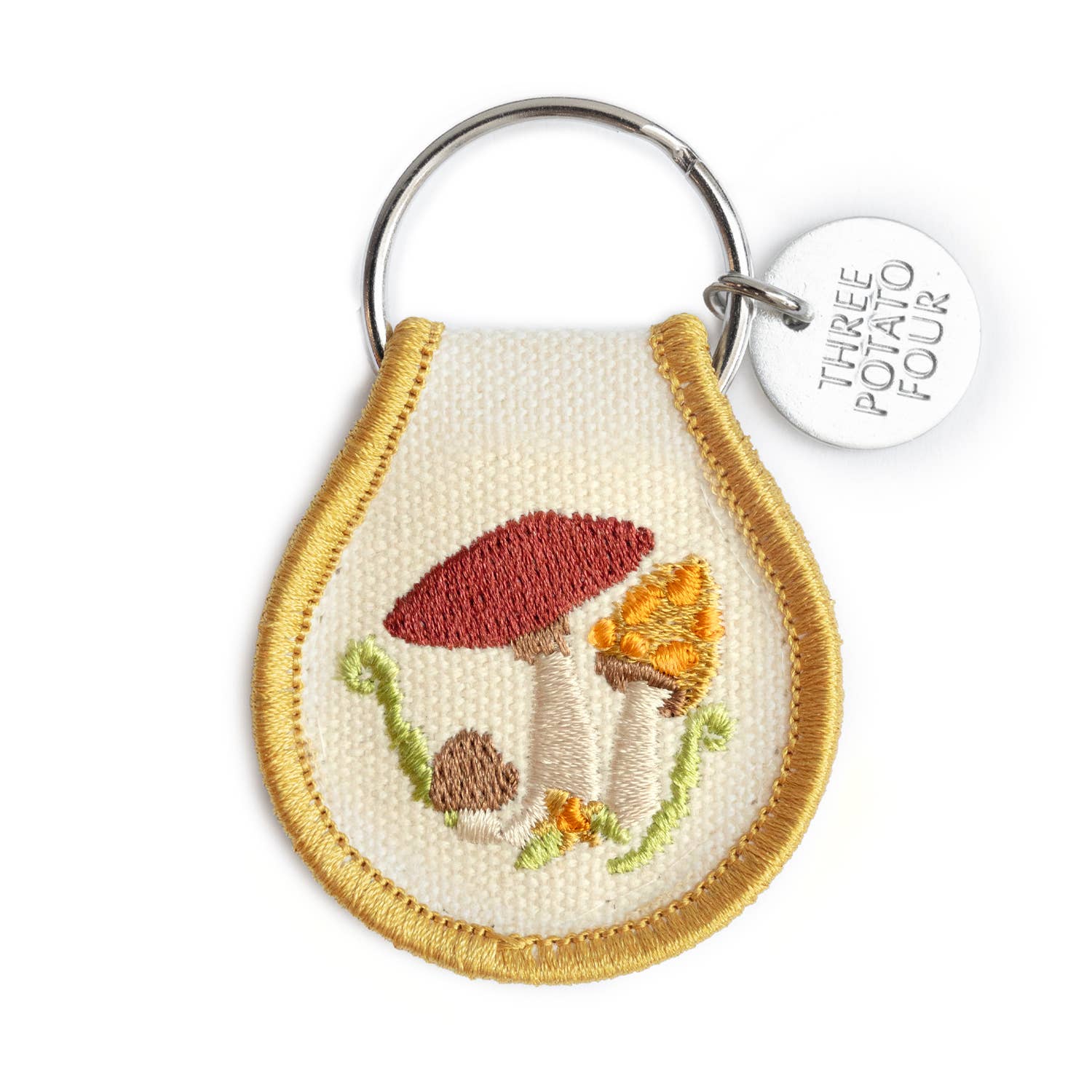 Patch Keychain “Mushroom Field” – Embroidered Cotton