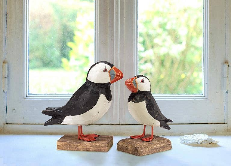 Small Carved Puffin on Base – 6.5"H