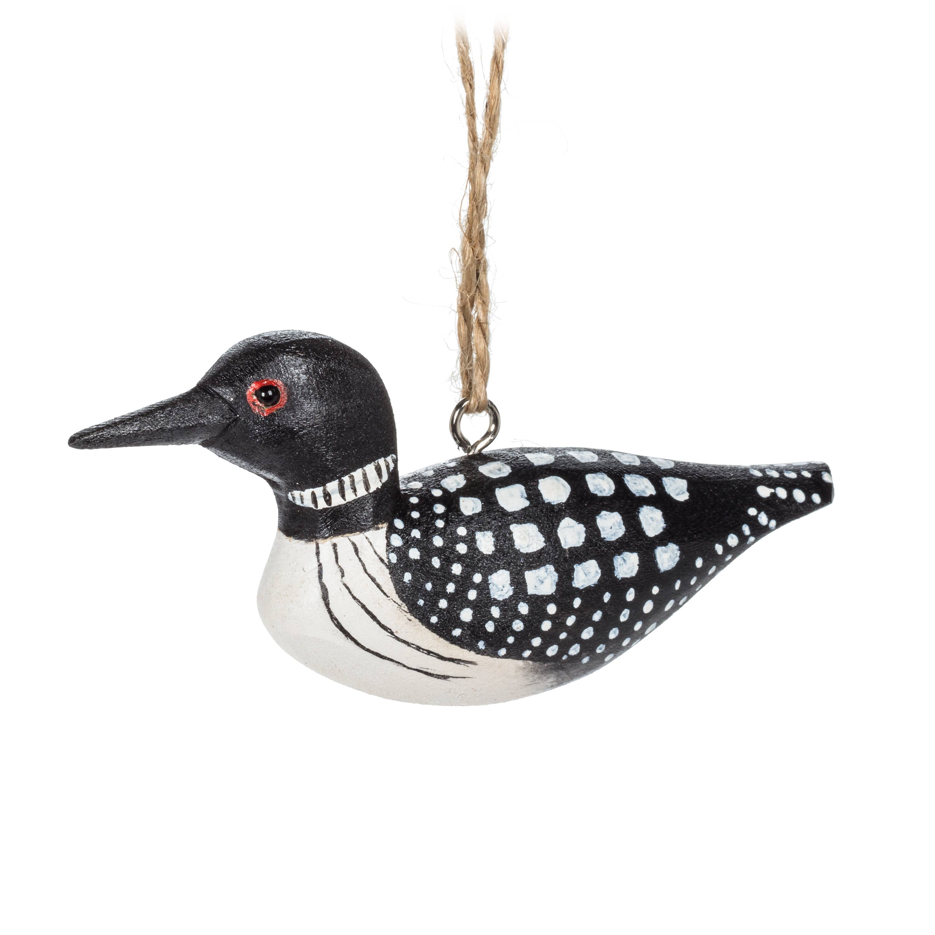Loon Carved Ornament — Wooden
