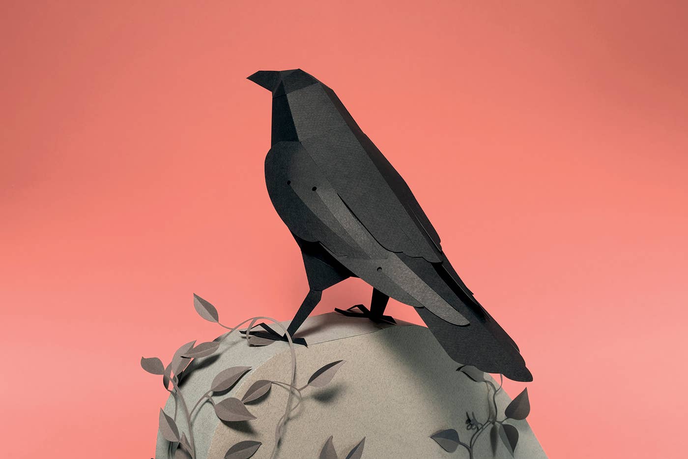 Raven 3D Paper Figure Kit by Plego | Black Paper Bird Model | DIY Craft Kit