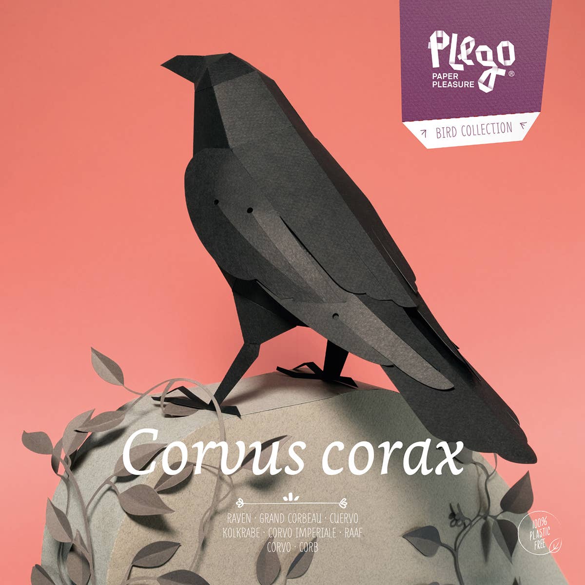 Raven 3D Paper Figure Kit by Plego | Black Paper Bird Model | DIY Craft Kit