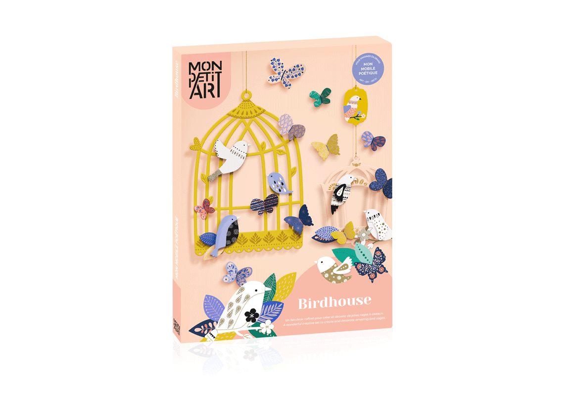 Bird House Creative Kit by Mon Petit Art | DIY Hanging Mobile | Ages 6+