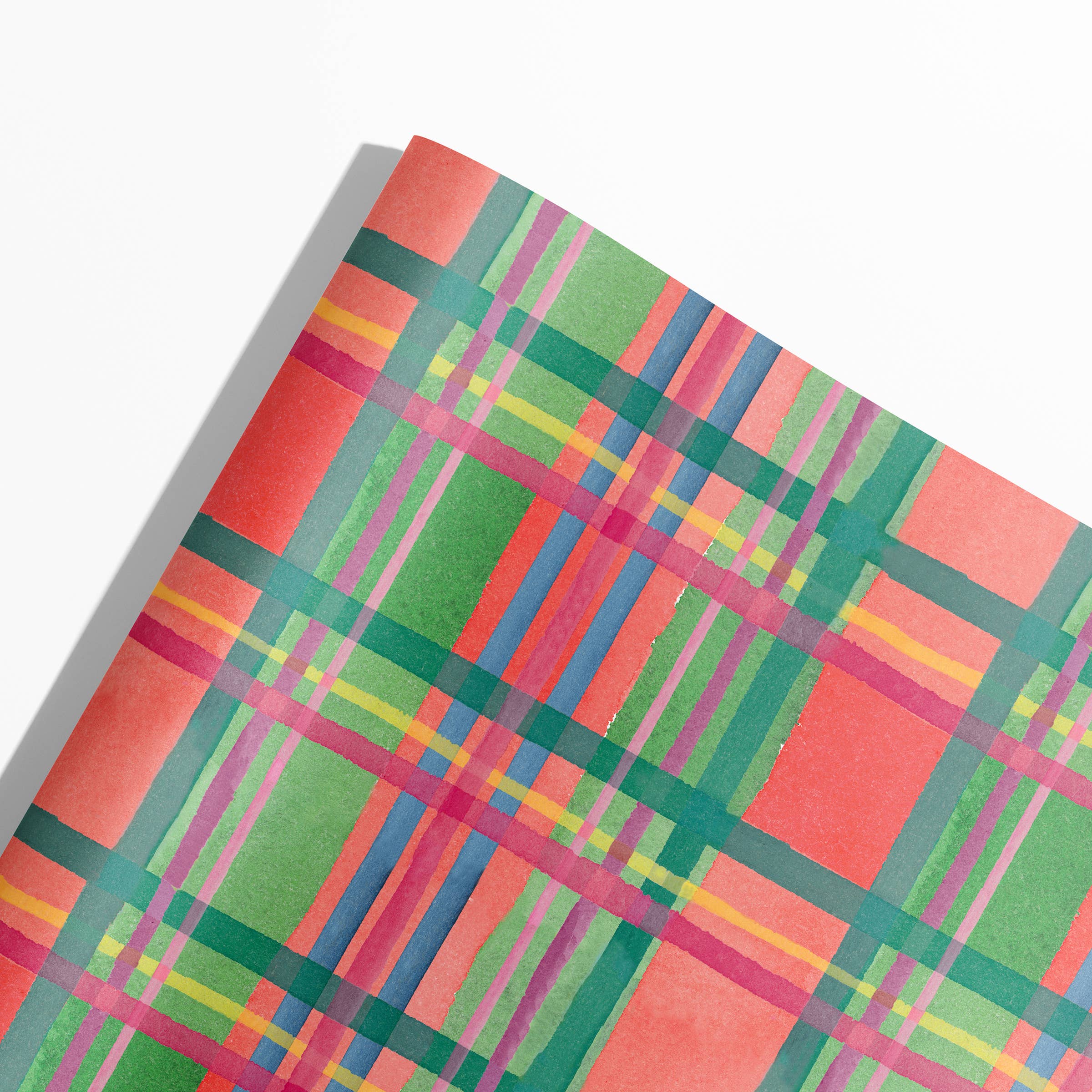 Watercolor Holiday Plaid Gift Wrap — Traditional Holiday - Set of 3 Sheets