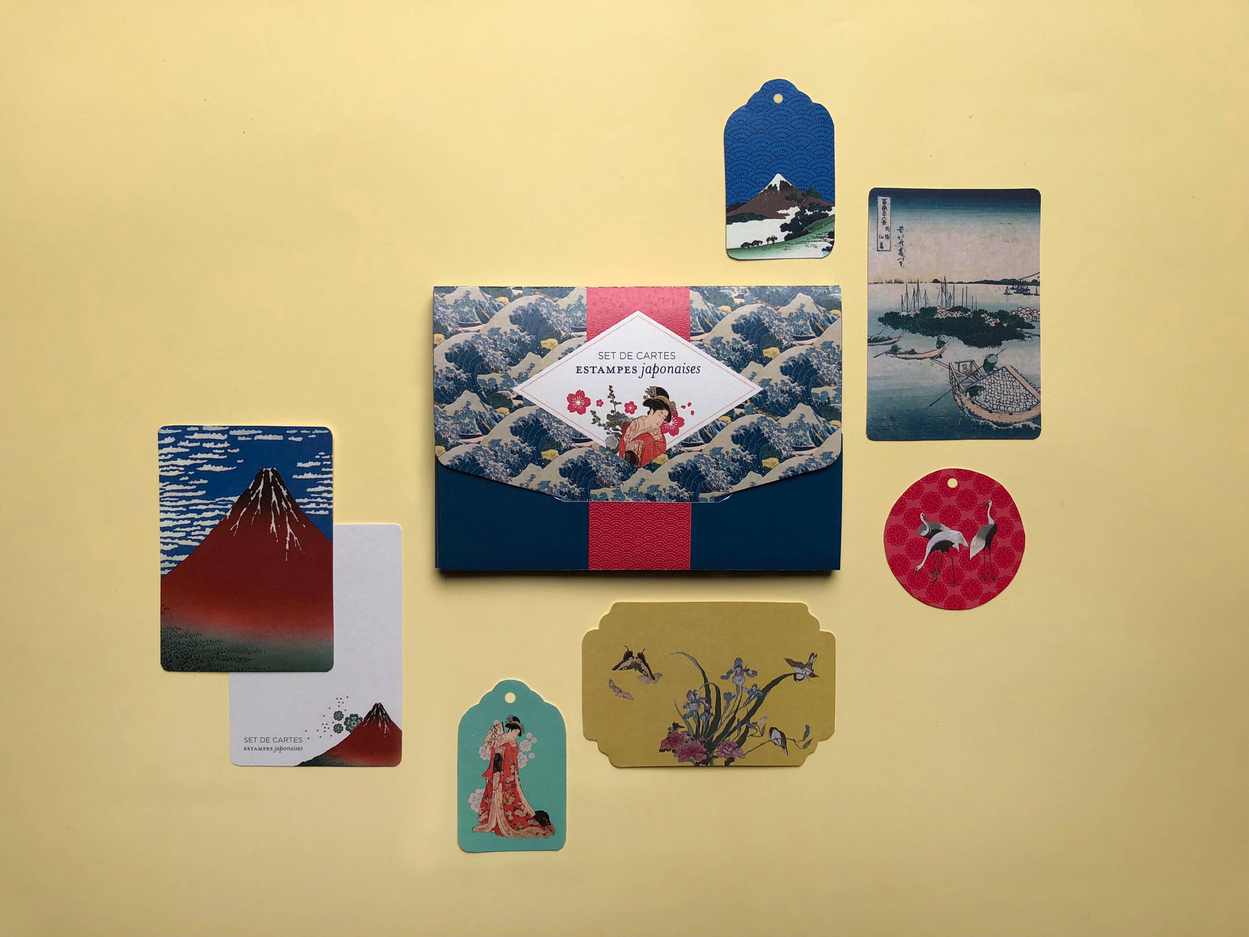 Japanese Prints Stationery Set | 15 Cards & Labels by Mon Petit Art | Gift Wrap & Messages