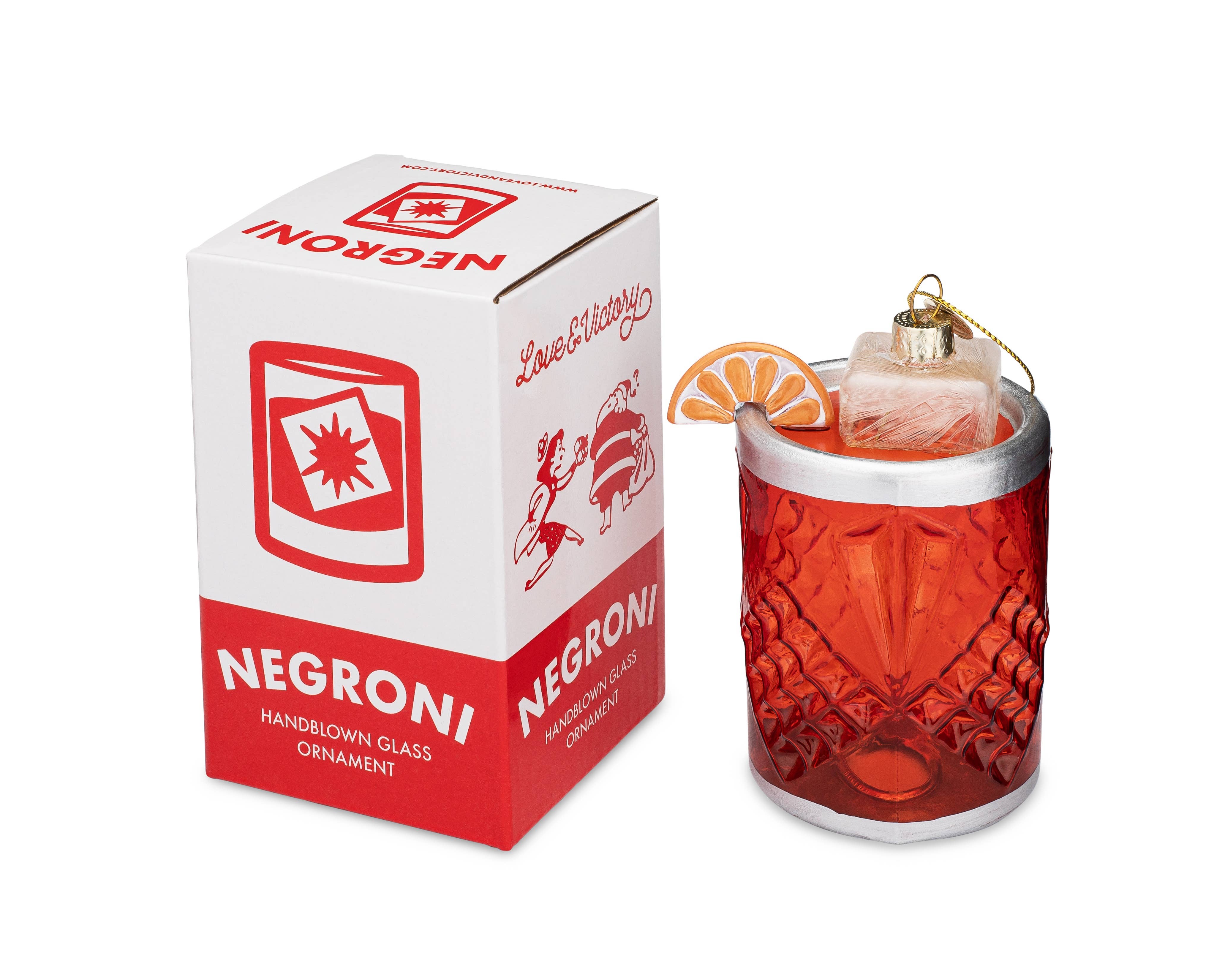 Negroni Cocktail Holiday Ornament — Hand-Blown Glass