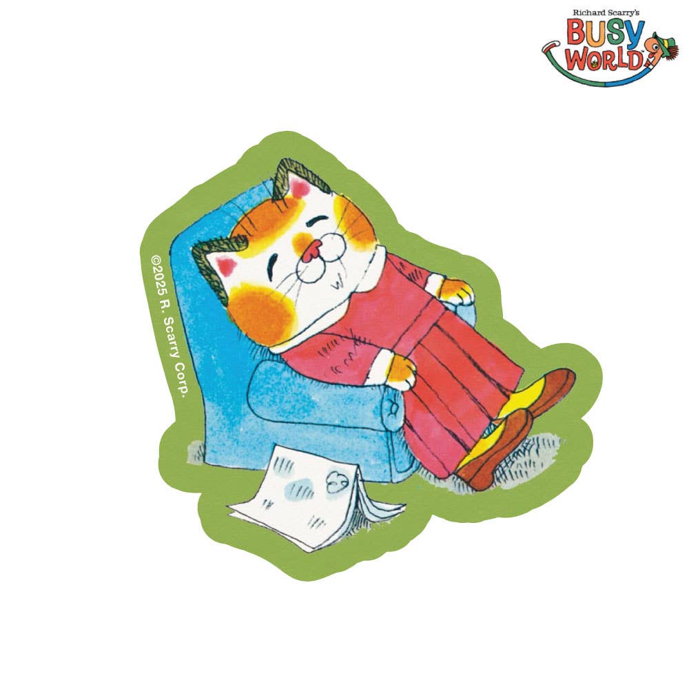 3P4 × Richard Scarry® – Sally Cat Lounging Vinyl Sticker