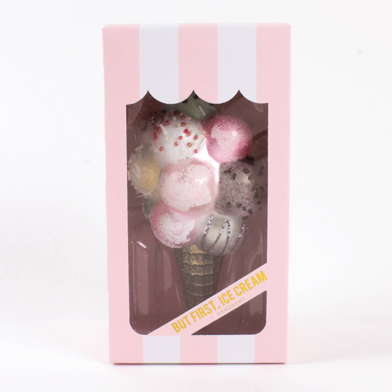 Ice Cream Cone Glass Ornament — Boxed