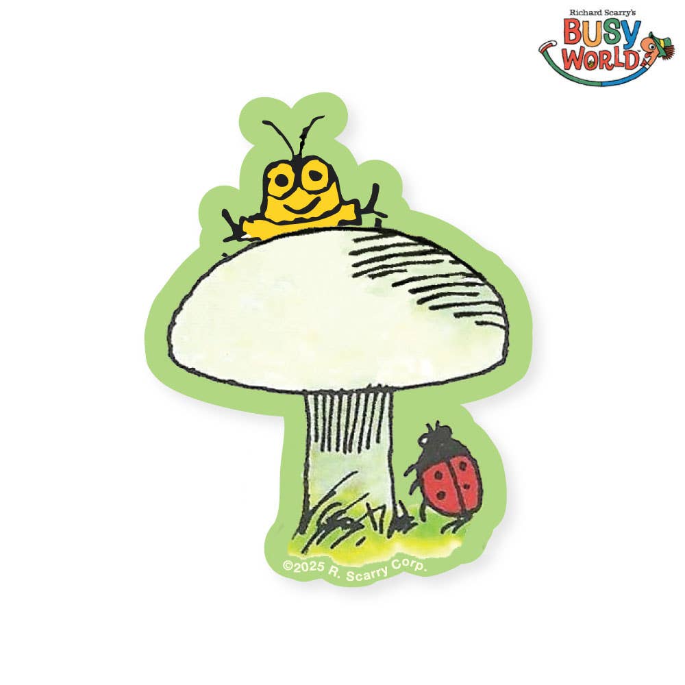 3P4 × Richard Scarry® – Goldbug Mushroom Vinyl Sticker