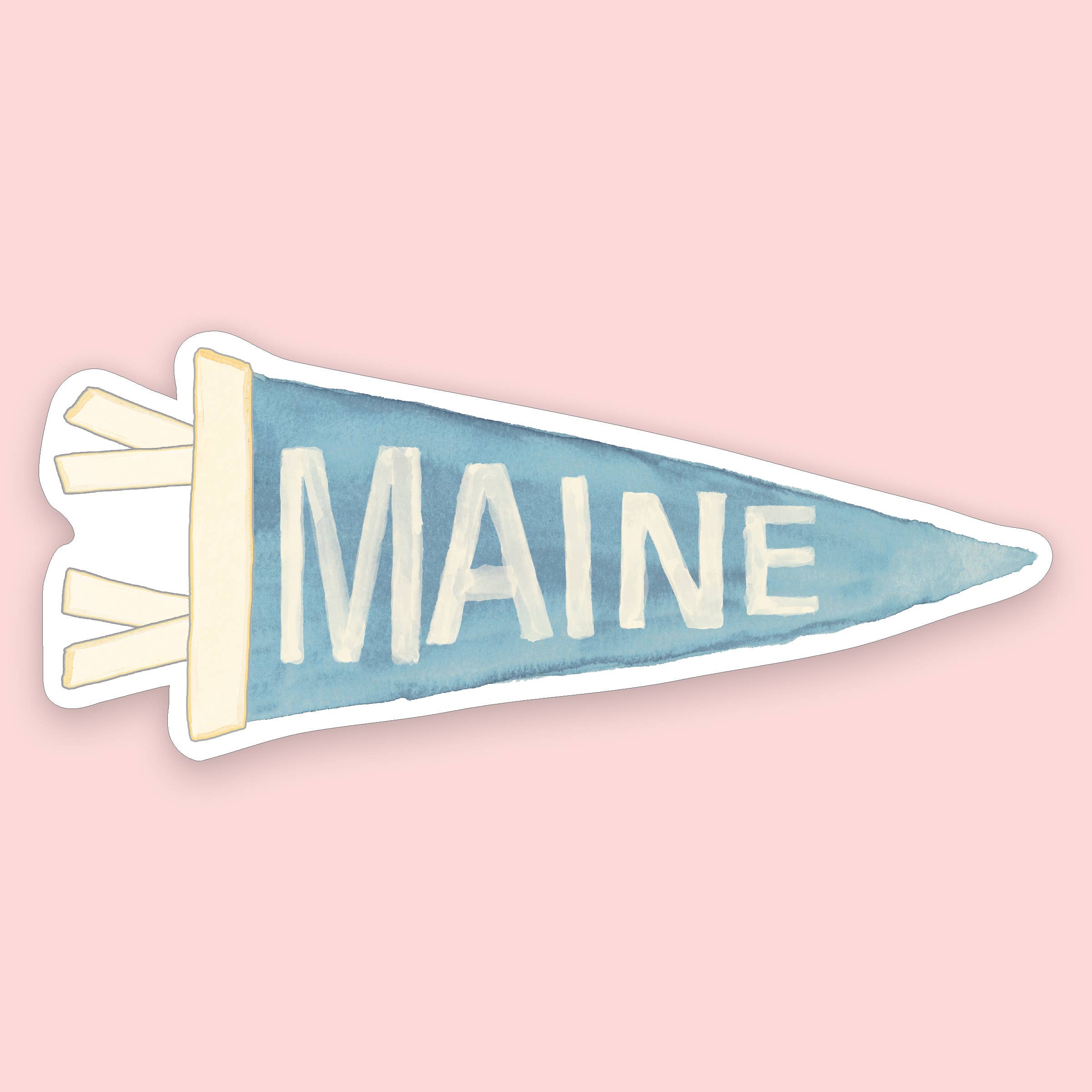 Maine Pennant Sticker — 3" × 1.3"