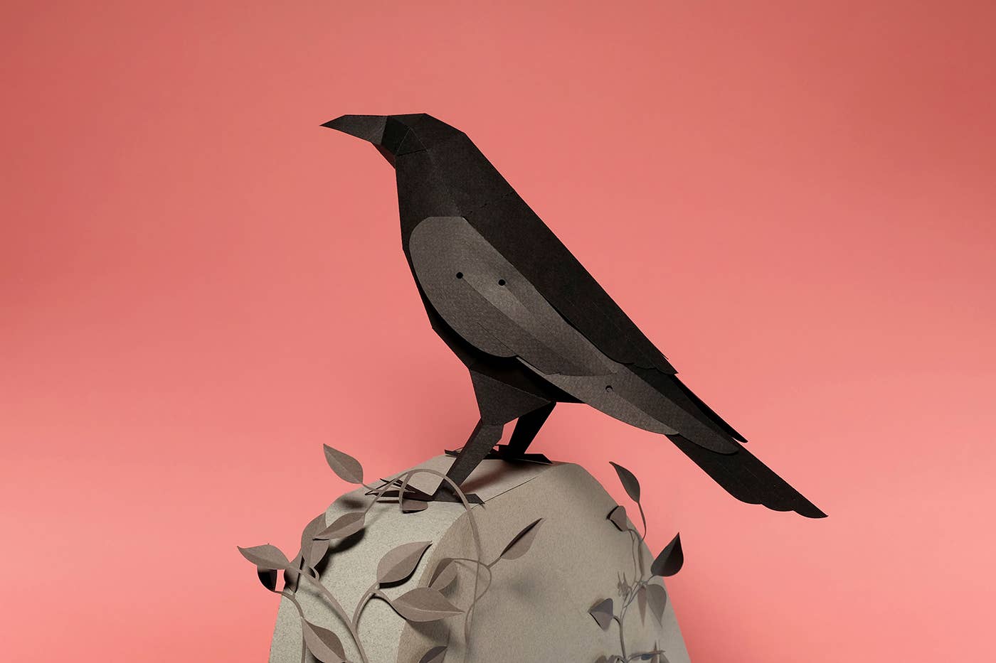 Raven 3D Paper Figure Kit by Plego | Black Paper Bird Model | DIY Craft Kit
