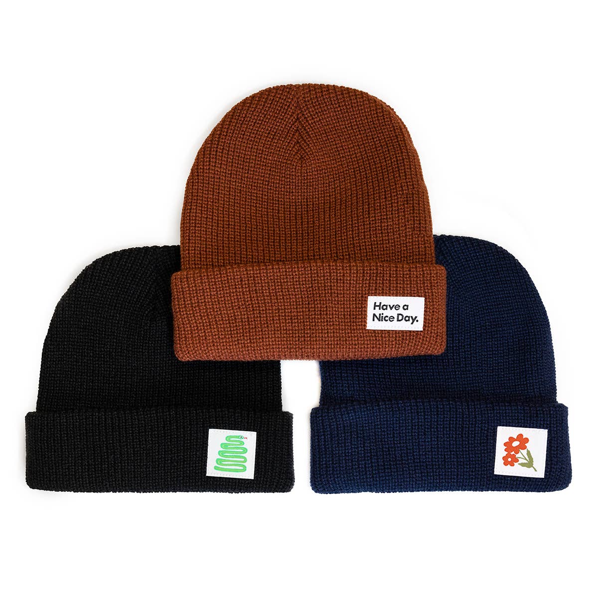 “Have A Nice Day” Beanie — Clay