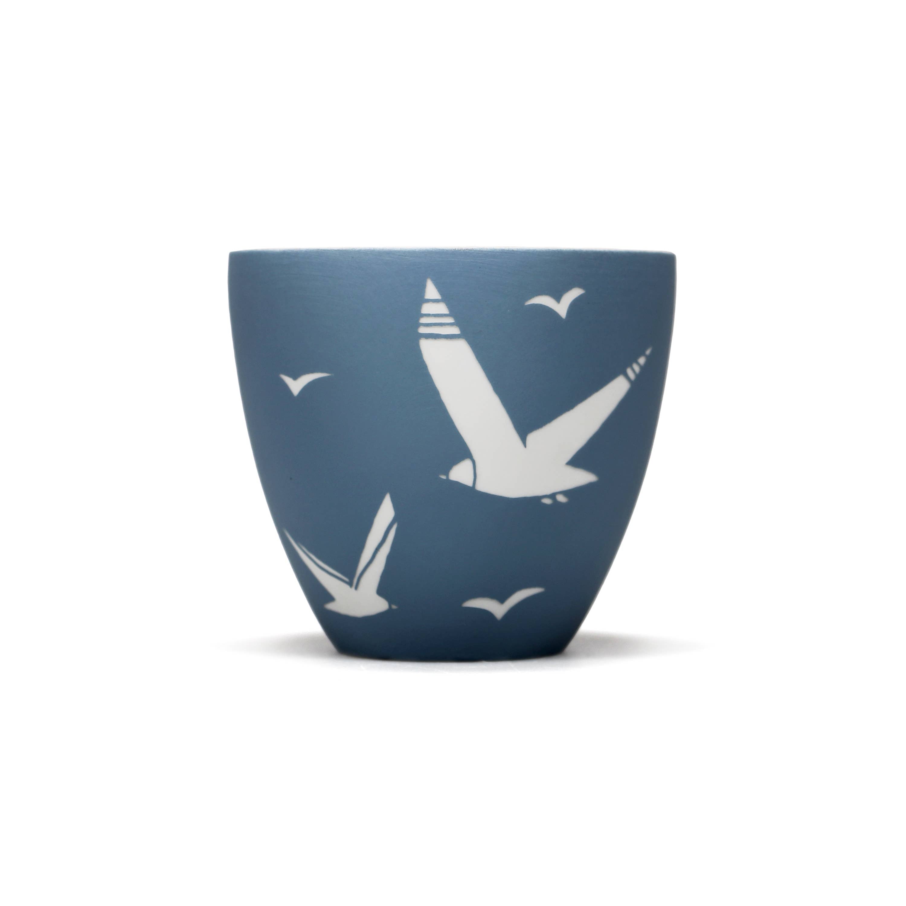 Ceramic Votive – Coastal Seagulls in Blue