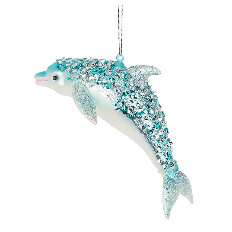 Leaping Dolphin Glass Ornament — 5.5"