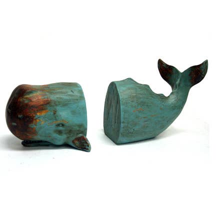 Sperm Whale Bookends — Available in Black or Teal