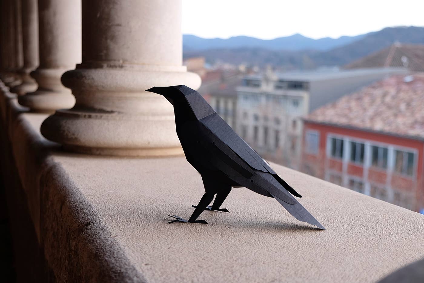 Raven 3D Paper Figure Kit by Plego | Black Paper Bird Model | DIY Craft Kit