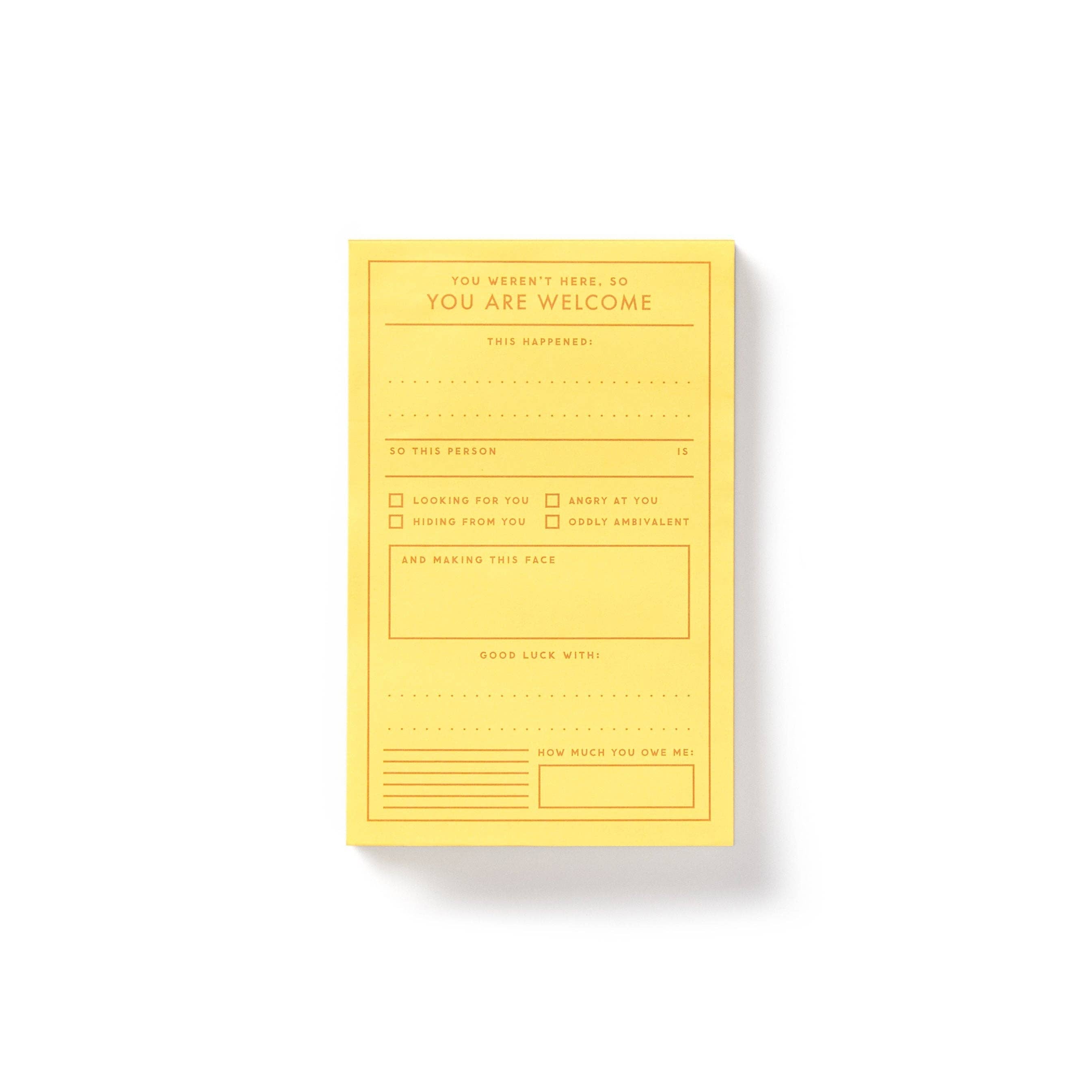 Brass Monkey You Are Welcome Memo Pad