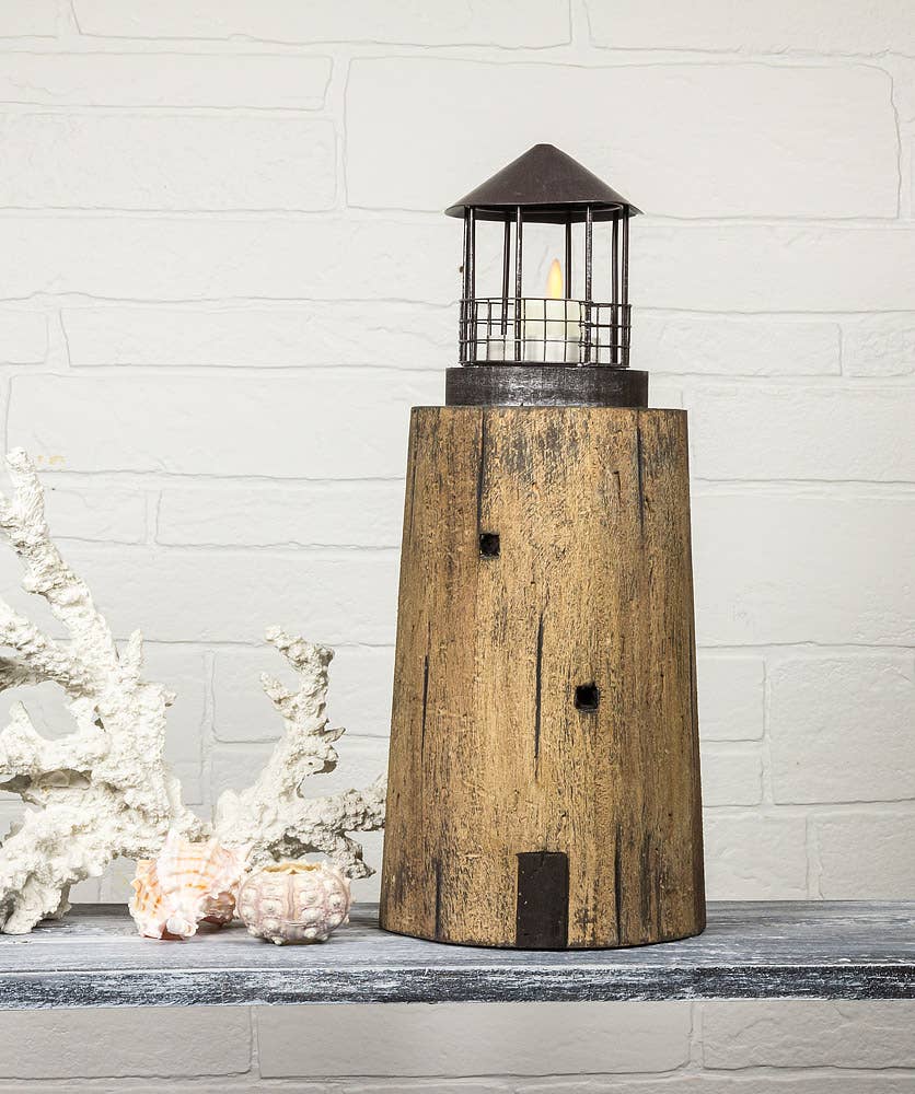 Wide Lighthouse with Tealight Top