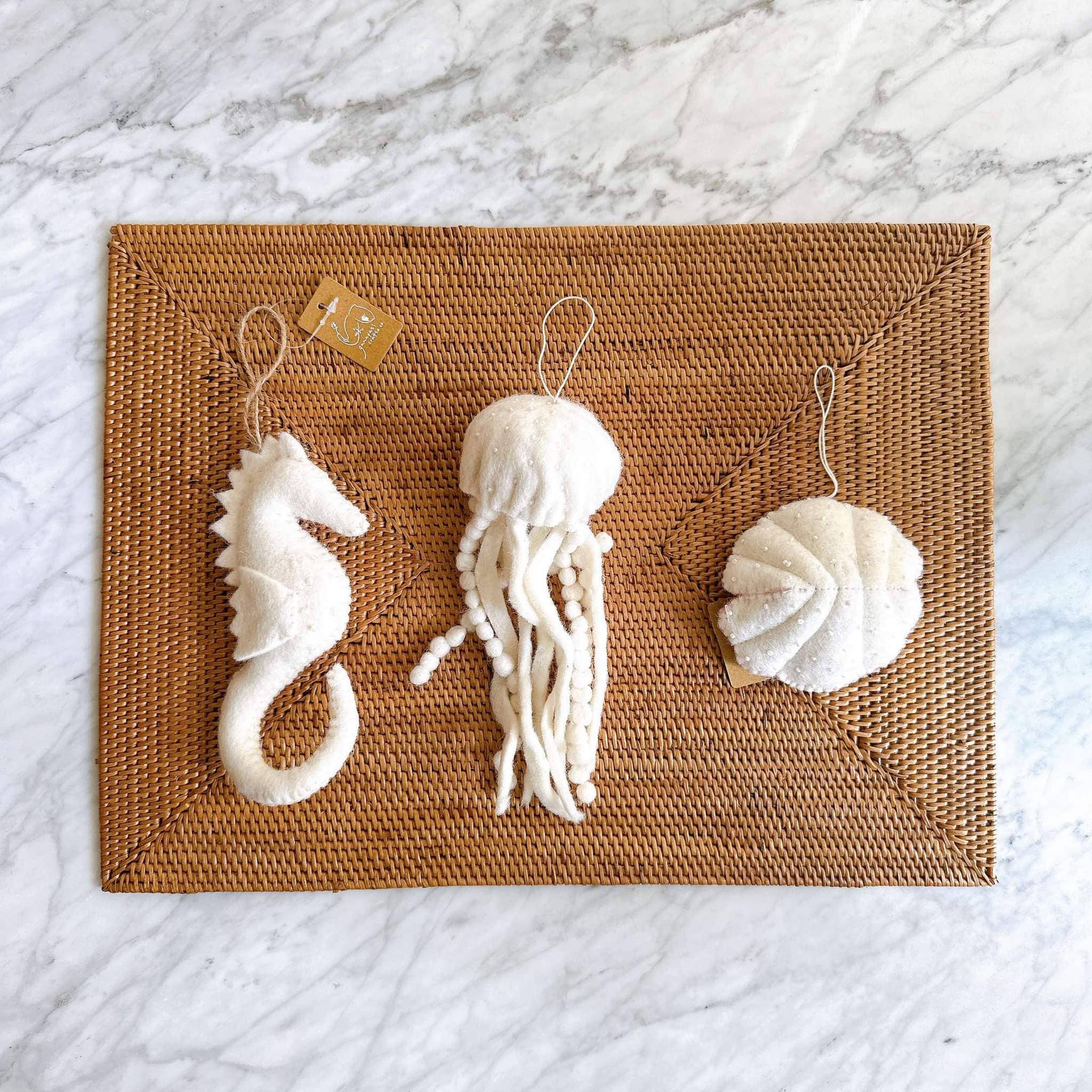 Felt White Sea Life Ornament — 3 Designs