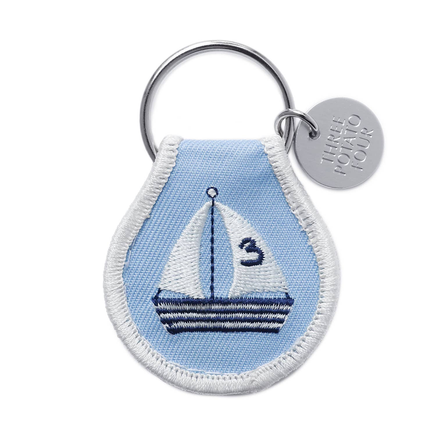 Patch Keychain “Sailboat” – Embroidered Cotton