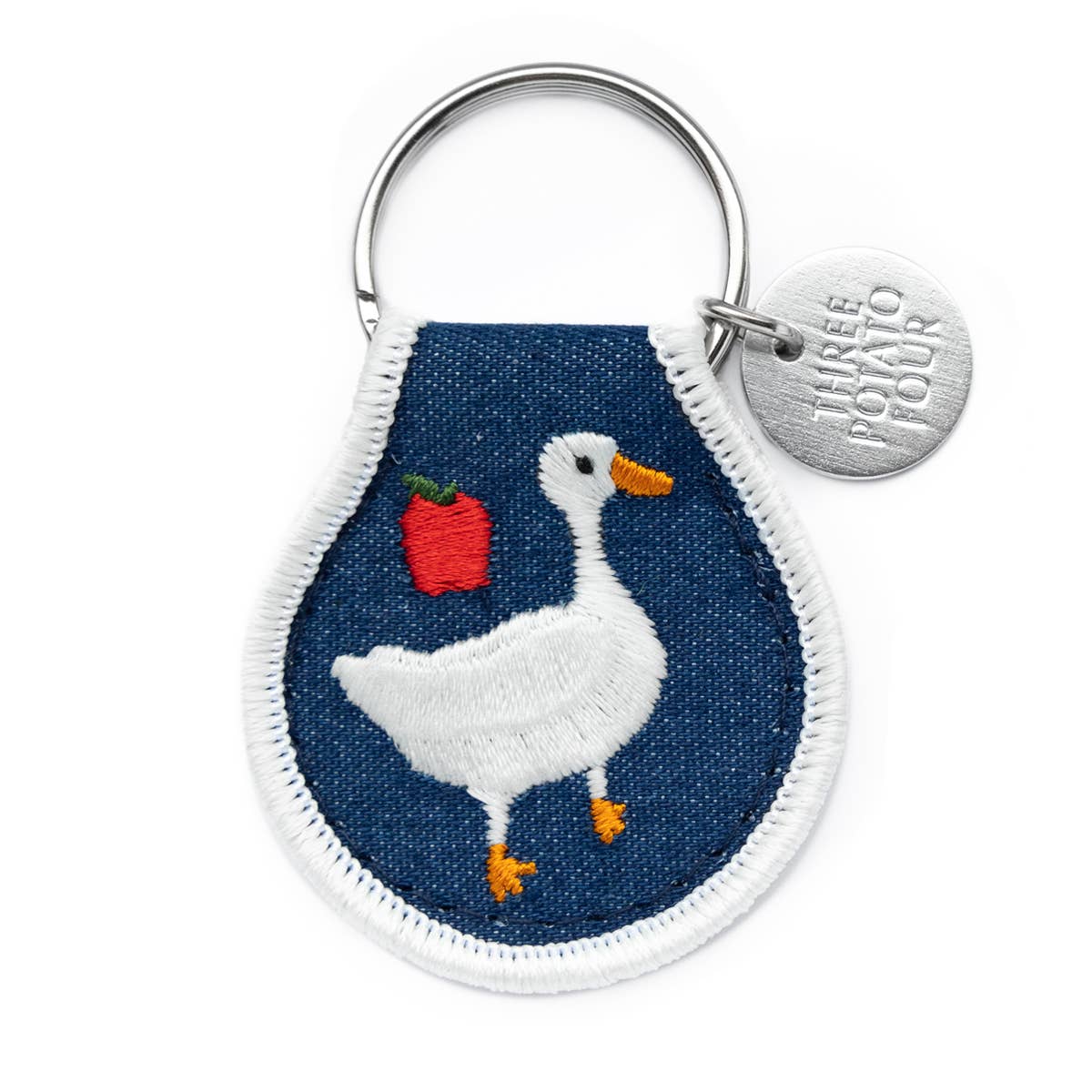 Patch Keychain “Cottage Goose” – Embroidered Cotton