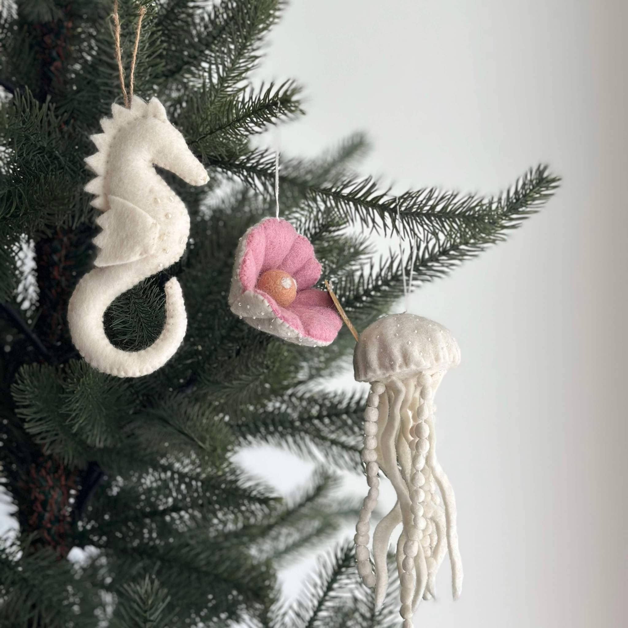 Felt White Sea Life Ornament — 3 Designs