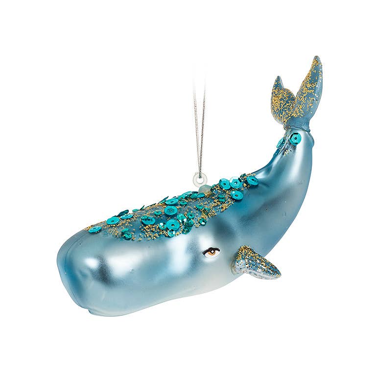 Whale with Glitter Ornament — 5.5"