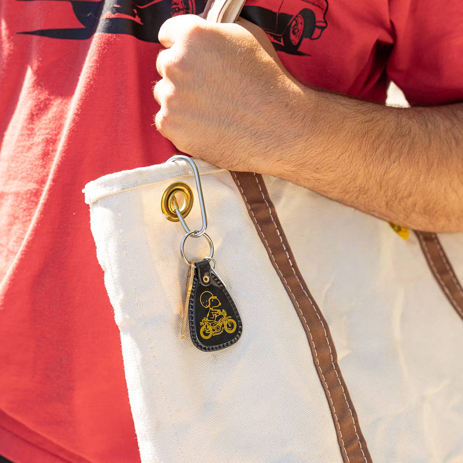 3P4 × Peanuts® “Snoopy Motorcycle” Saddle Keychain