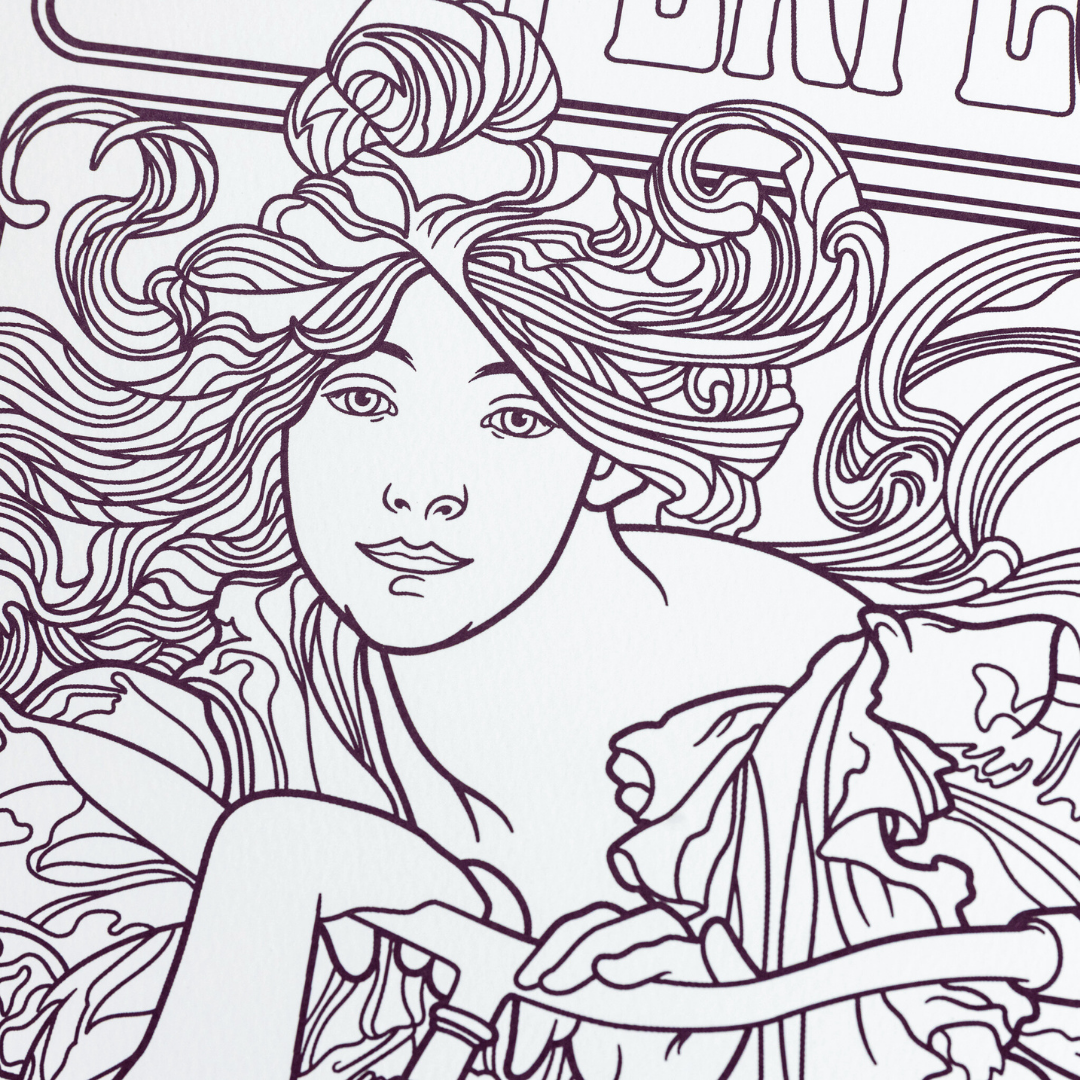 Alphonse Mucha Coloring Book | 12 Art Nouveau Masterpieces | Thick Premium Paper