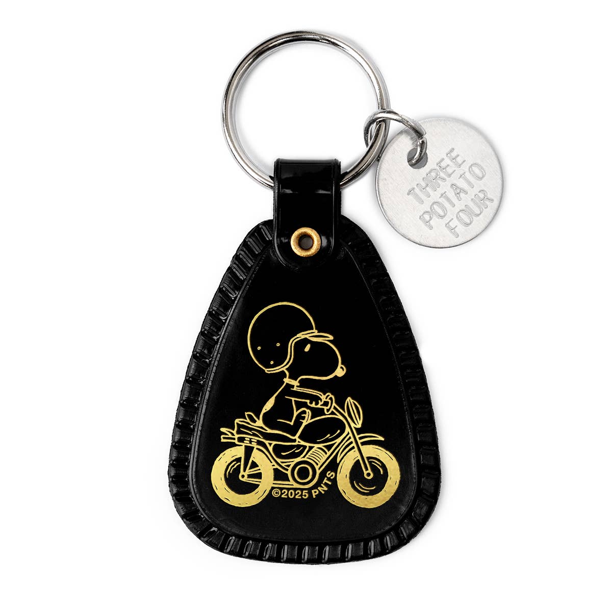 3P4 × Peanuts® “Snoopy Motorcycle” Saddle Keychain