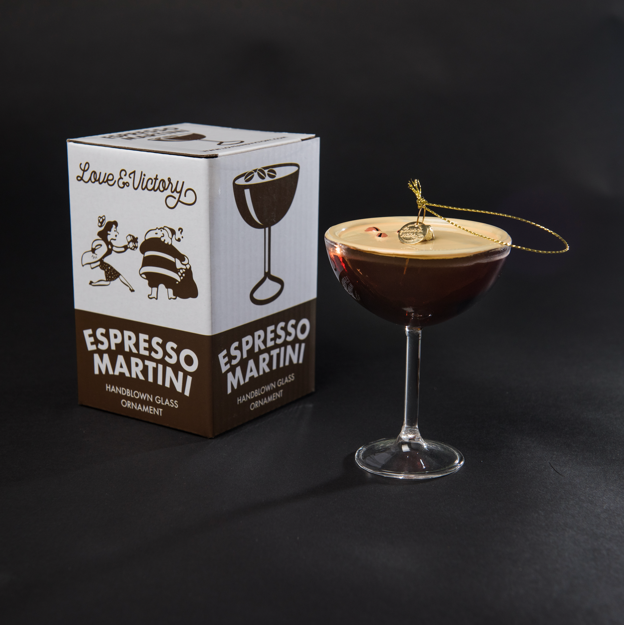 Espresso Martini Cocktail Ornament — Hand-Blown Glass