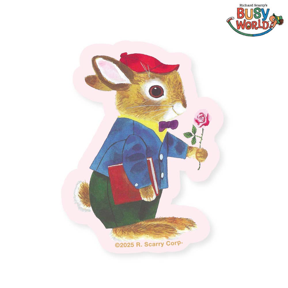 3P4 × Richard Scarry® – School Bunny Rose Vinyl Sticker
