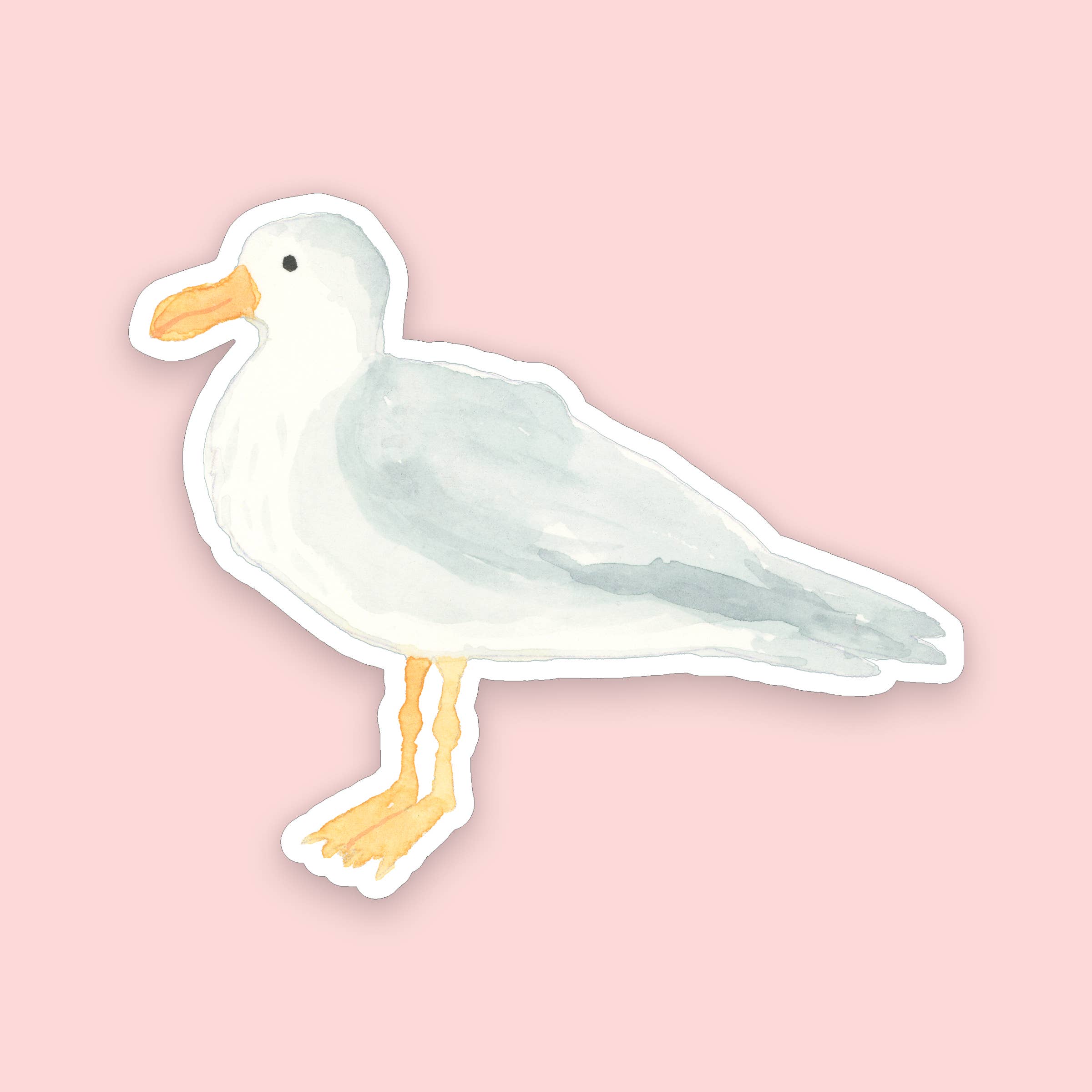Watercolor Seagull Sticker — 2.5" × 3"