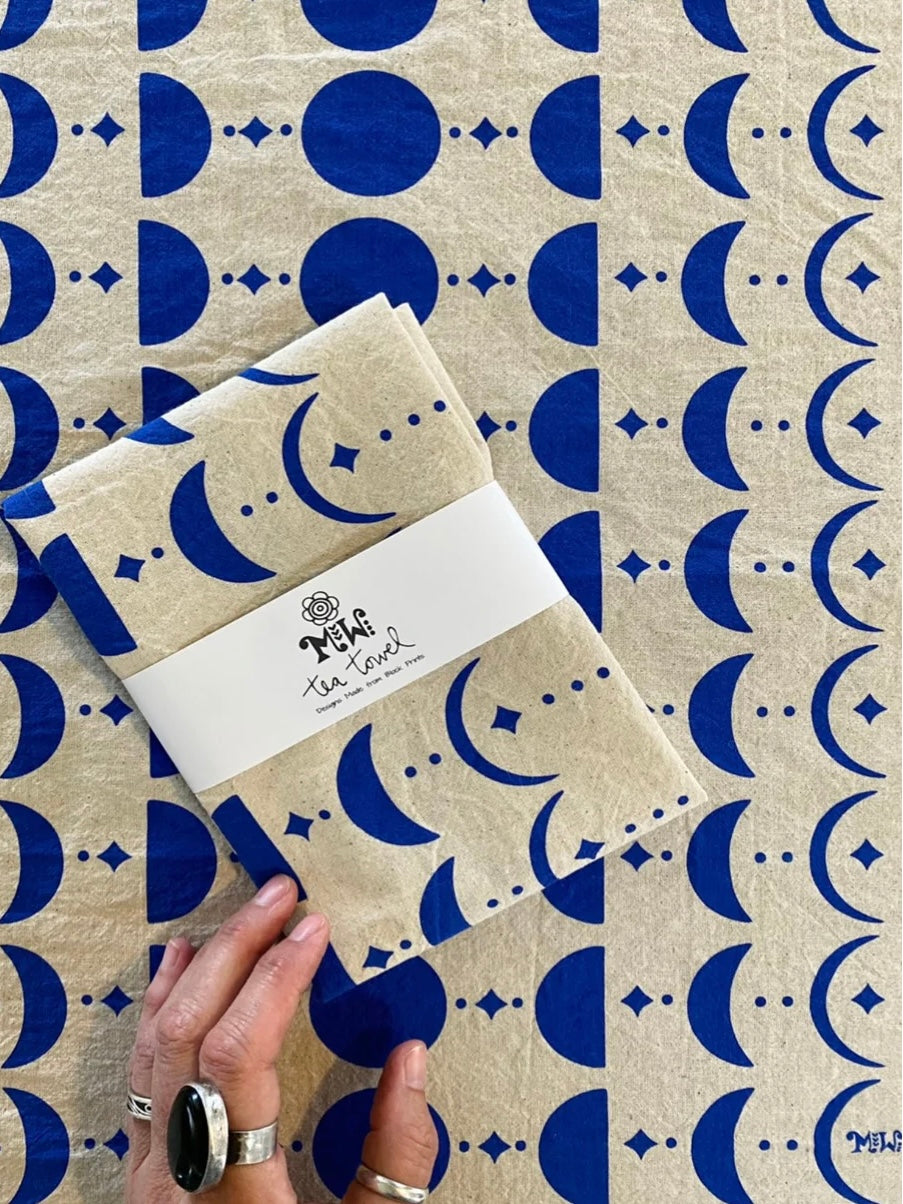 Blue Moon Phase Tea Towel