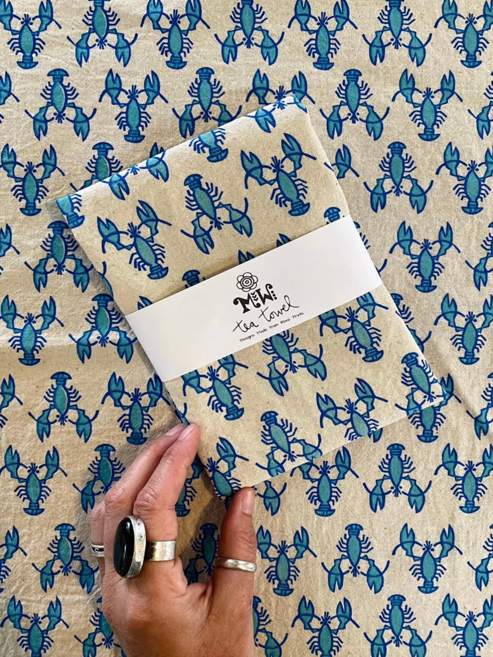 Blue Lobster Tea Towel