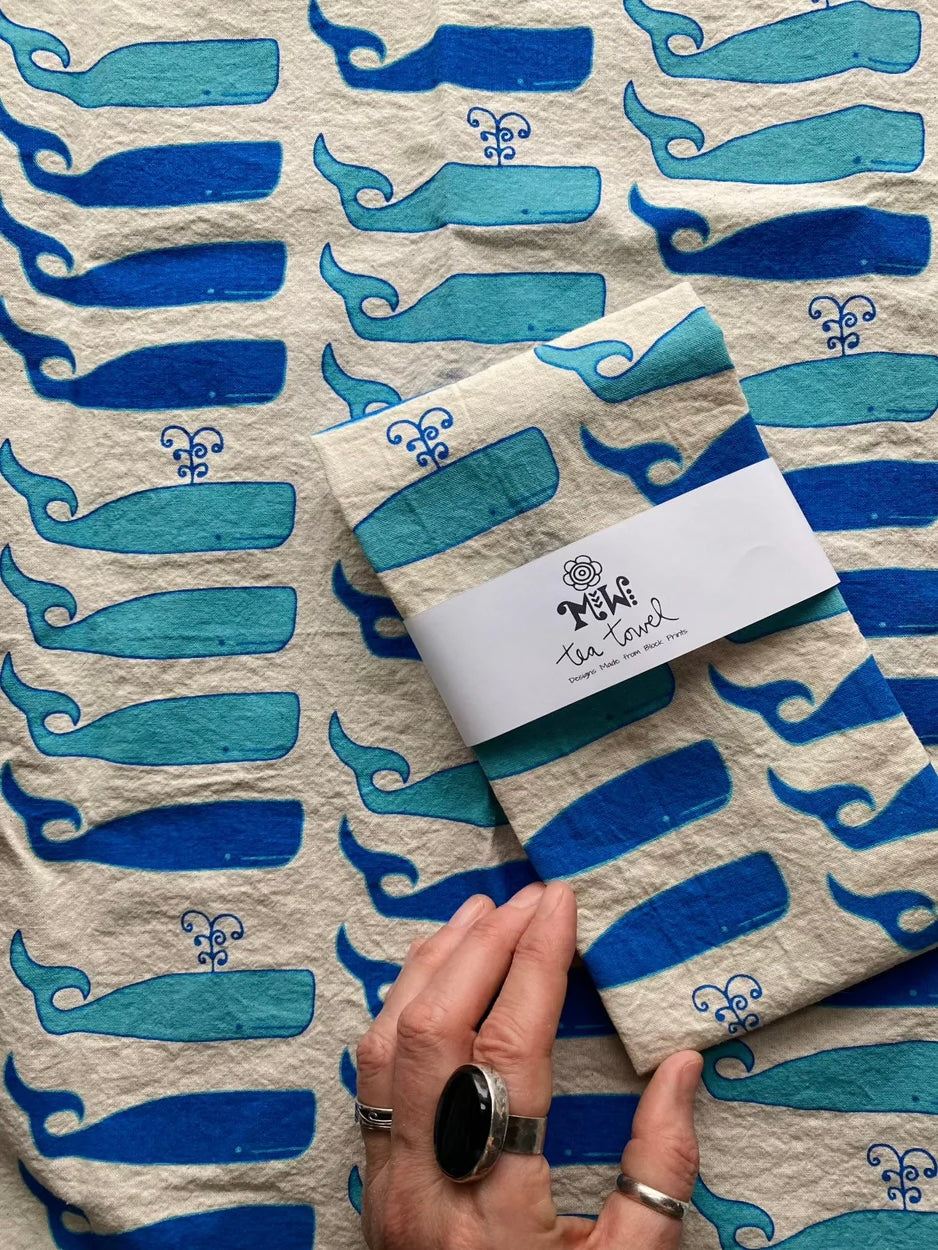 Whales Tea Towel