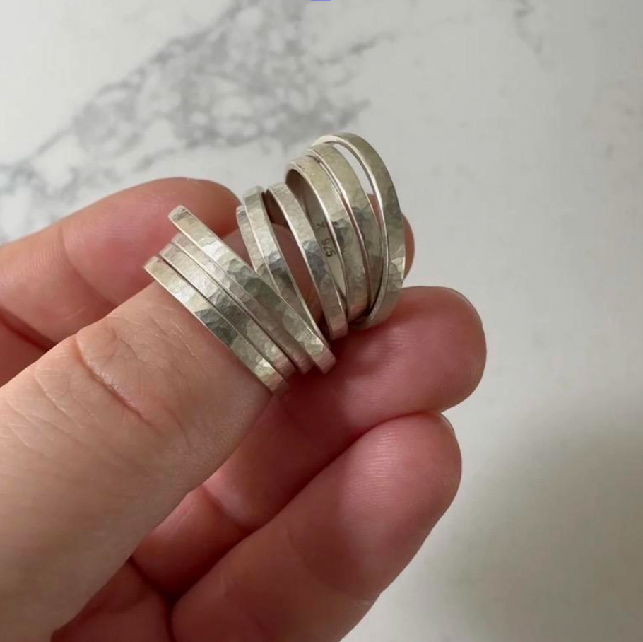 Hammered Stacker Rings – Sterling Silver (Various Sizes)