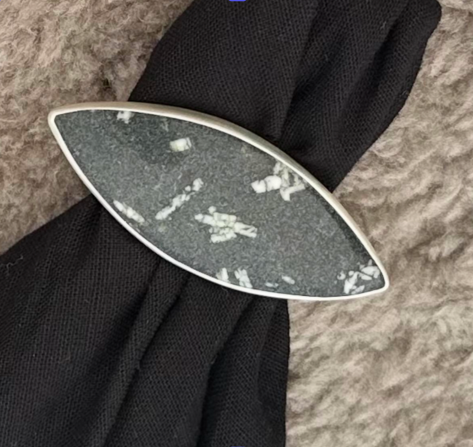 Eye Scarf Slide – Sterling Silver & Chinese Writing Stone