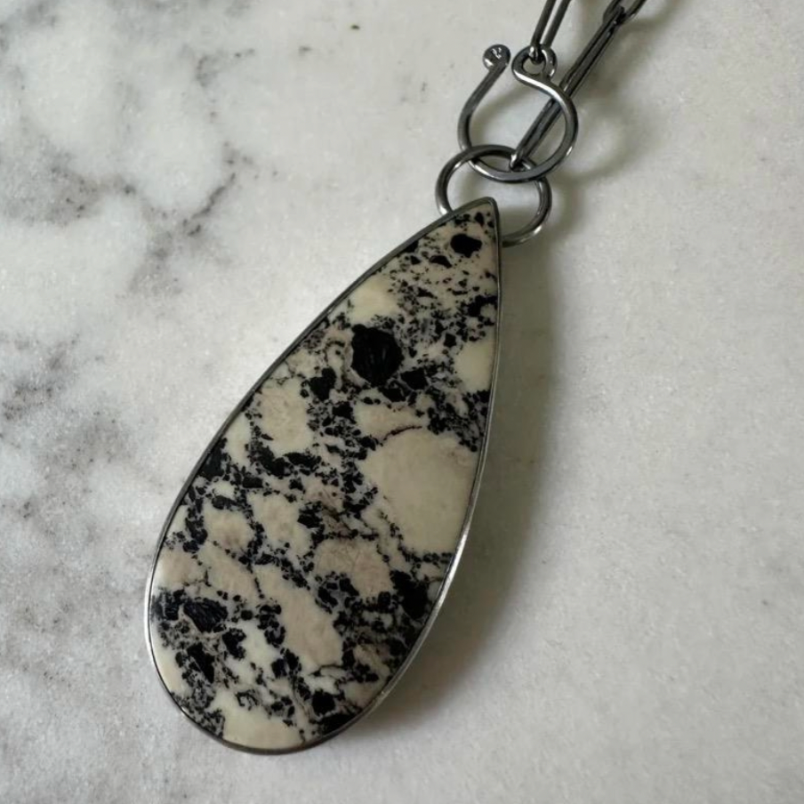 Stingray Jasper Teardrop Necklace – Sterling Silver & Stingray Jasper