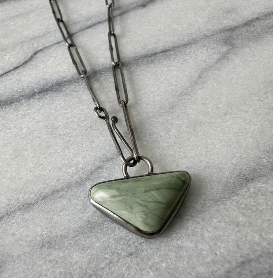 Triangle Necklace – Sterling Silver & Willow Creek Jasper
