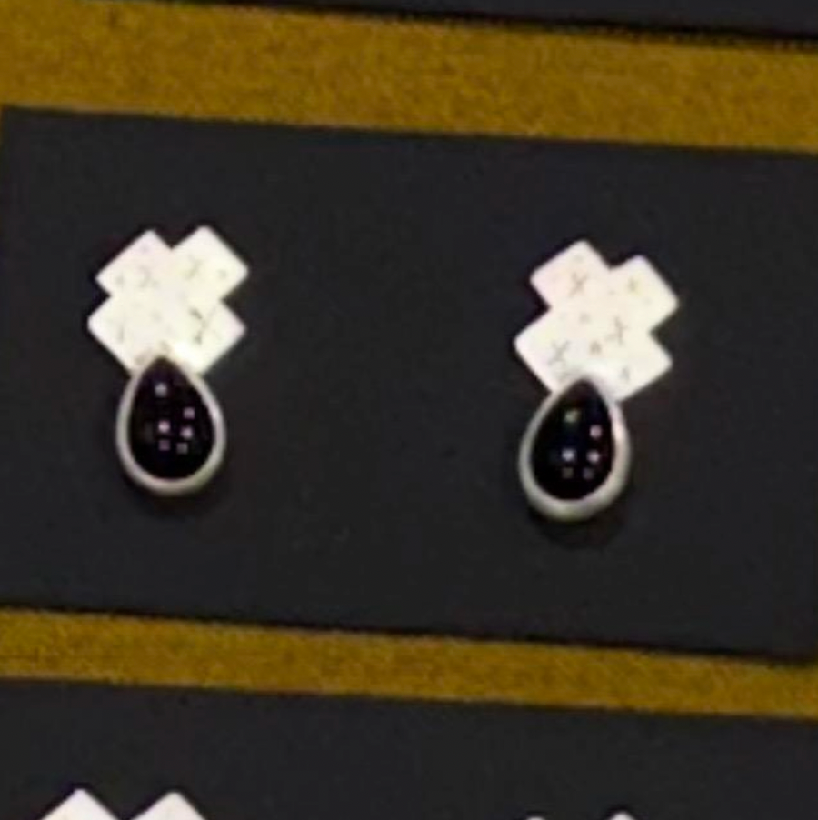 Stamped Onyx X Studs – Sterling Silver & Onyx