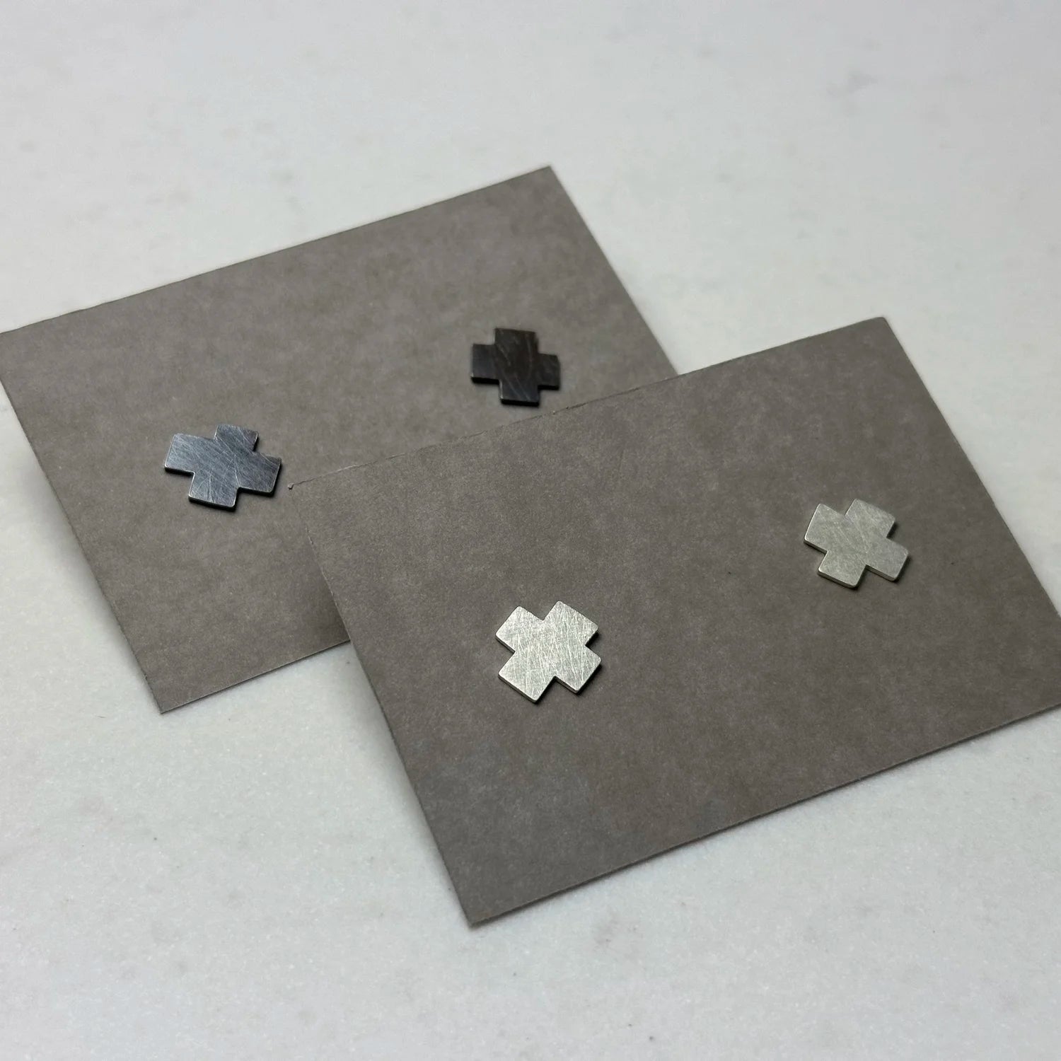 Small X Studs – Sterling Silver (Various Finishes)