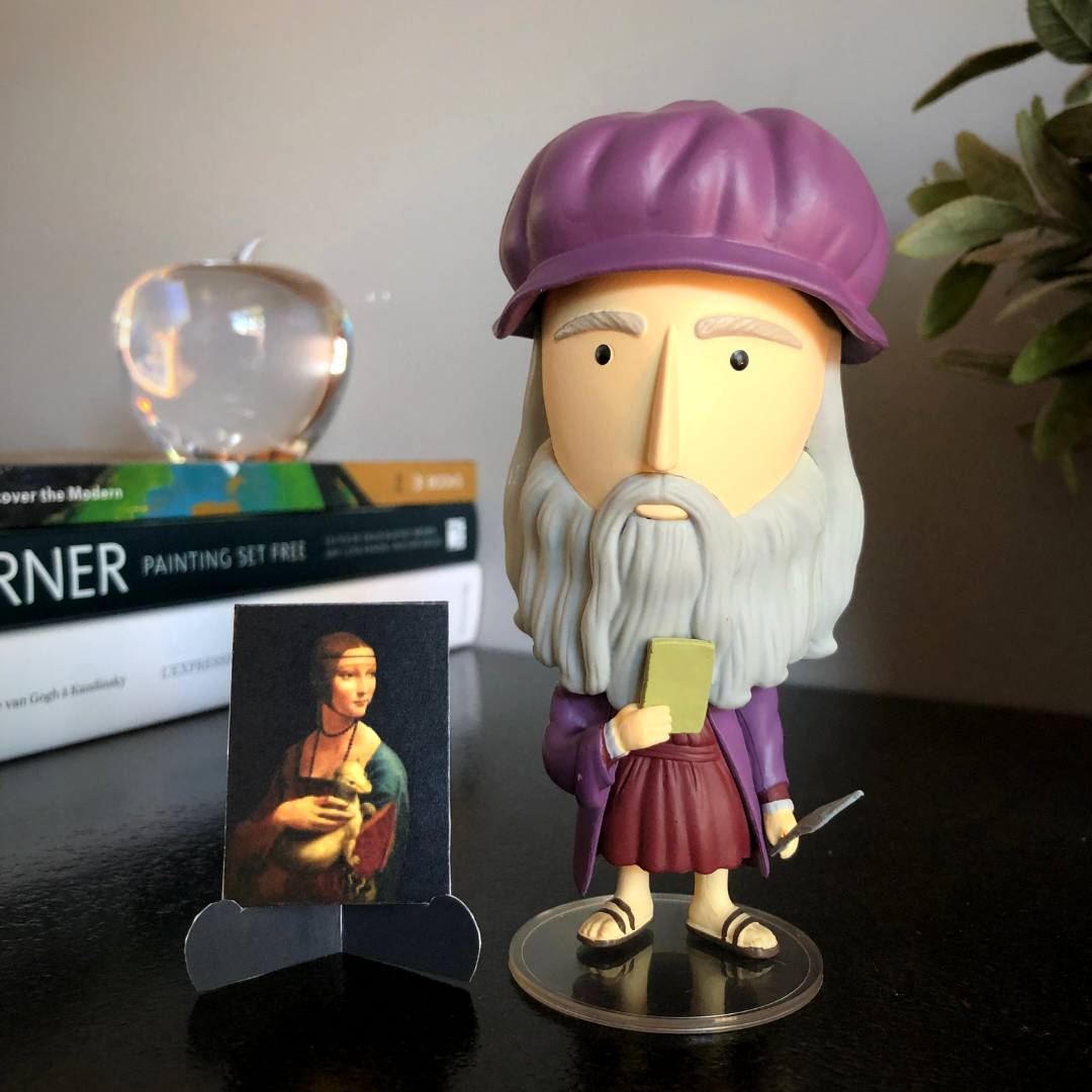 Leonardo da Vinci Figurine | 5" Art History Collectible | Glow-in-the-Dark Features