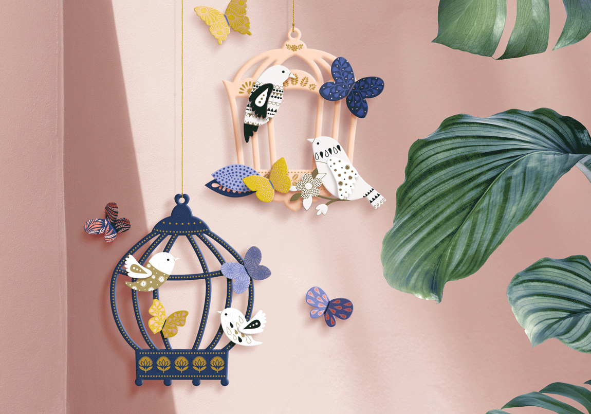 Bird House Creative Kit by Mon Petit Art | DIY Hanging Mobile | Ages 6+