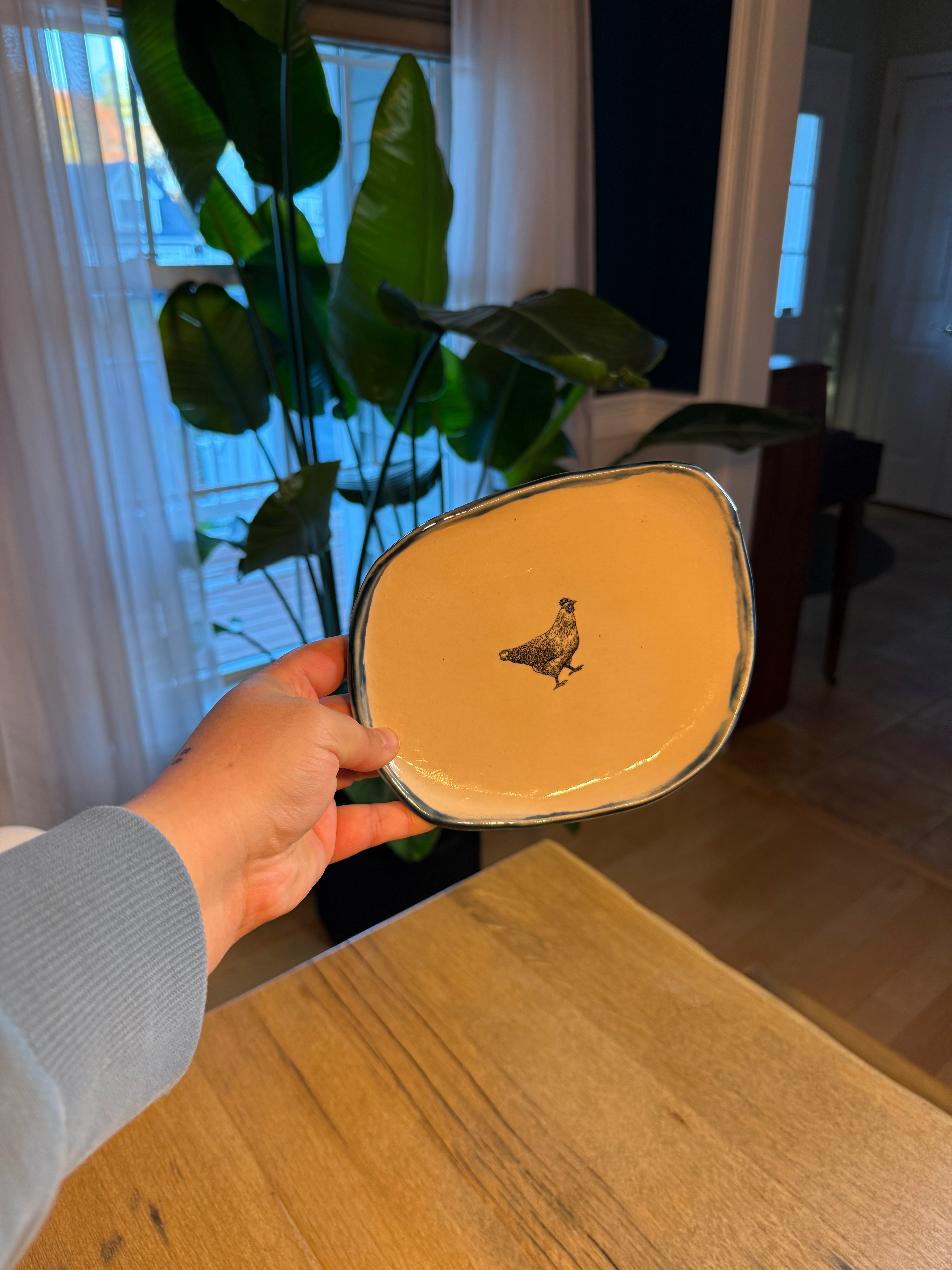 Organic Chicken Plate (Small, Shiny Blue)