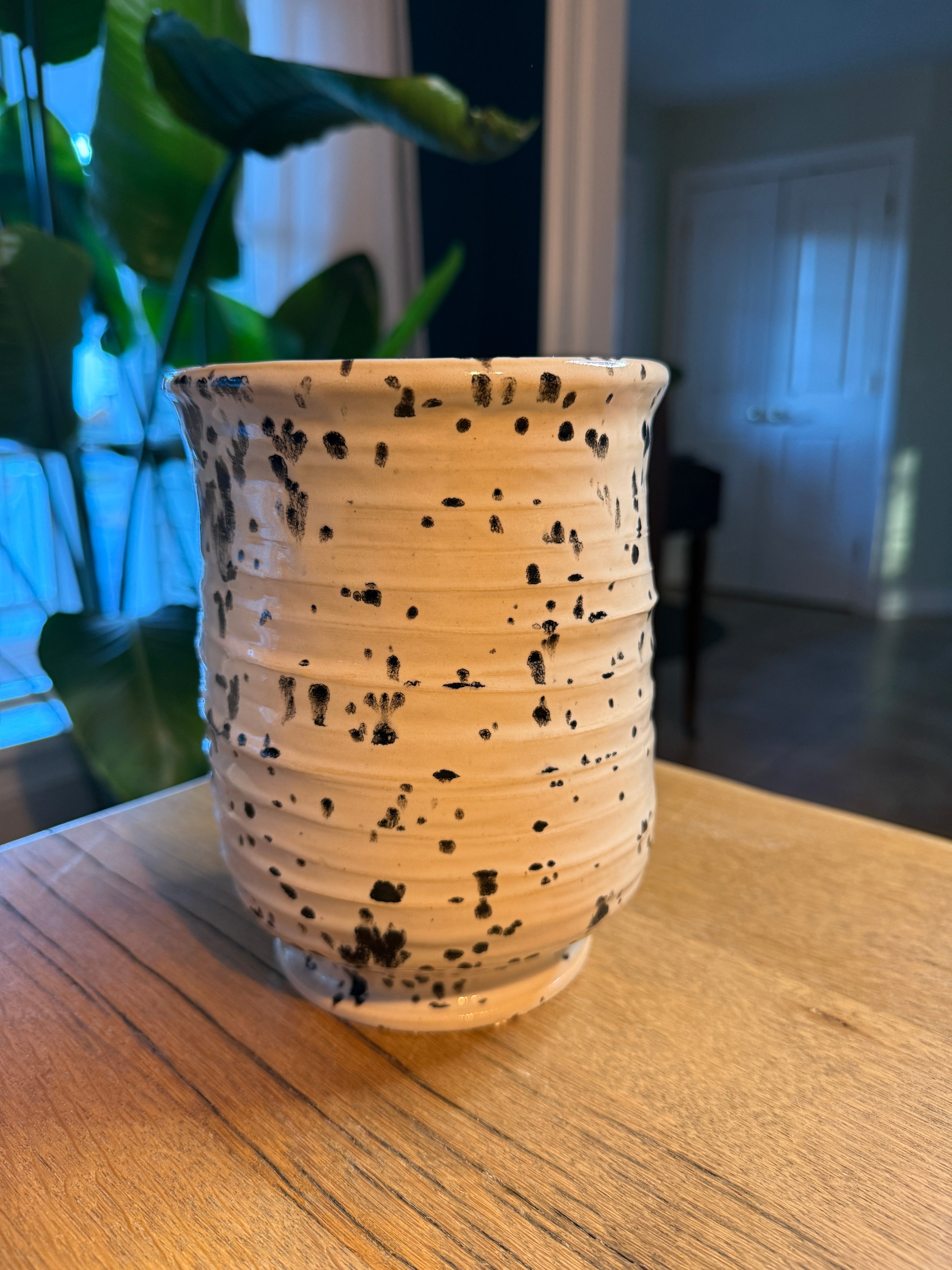 Footed Vase (Medium Wide, Spotted) — Decorative Only