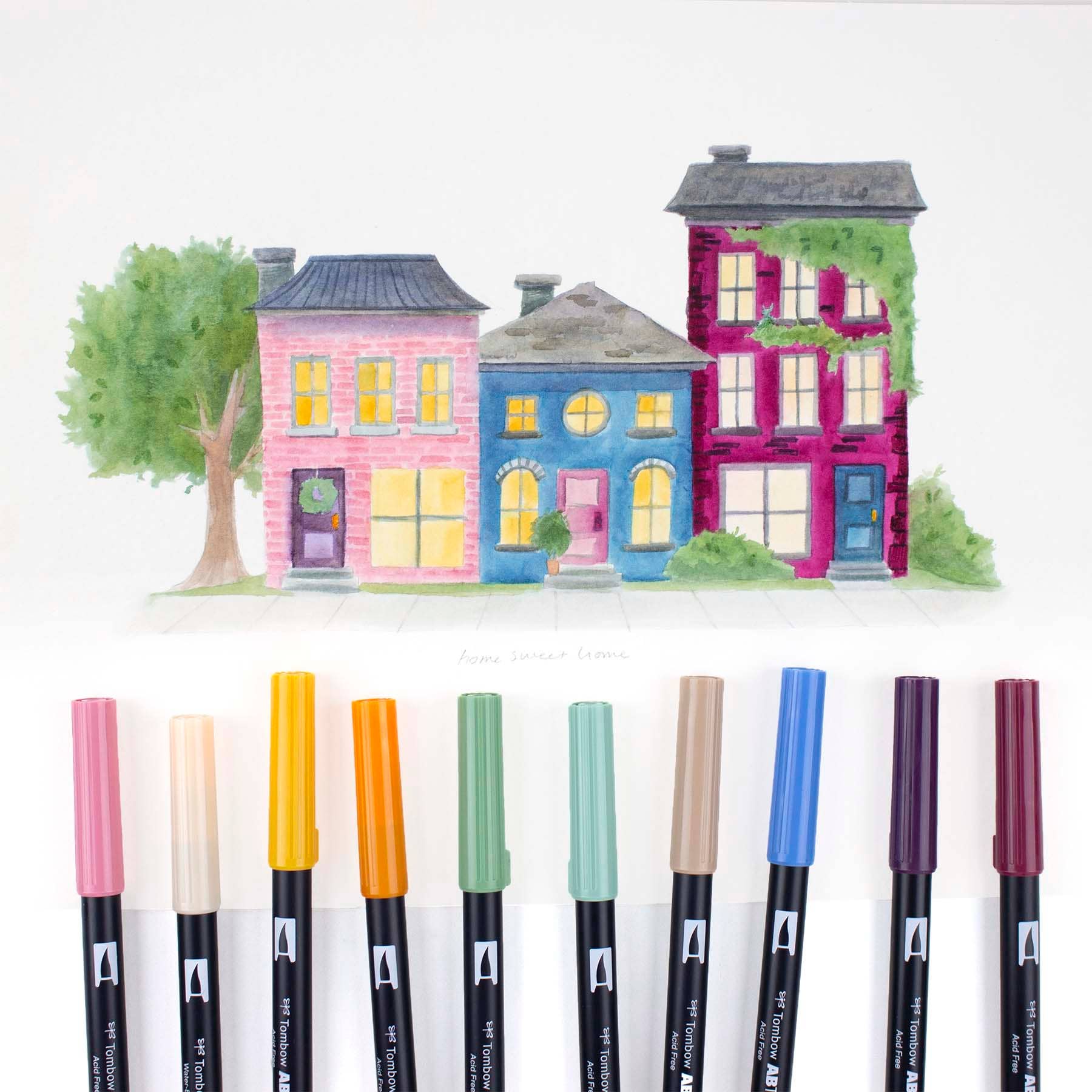 Tombow Dual Brush Pen Art Markers – Cottage Palette (10-Pack)
