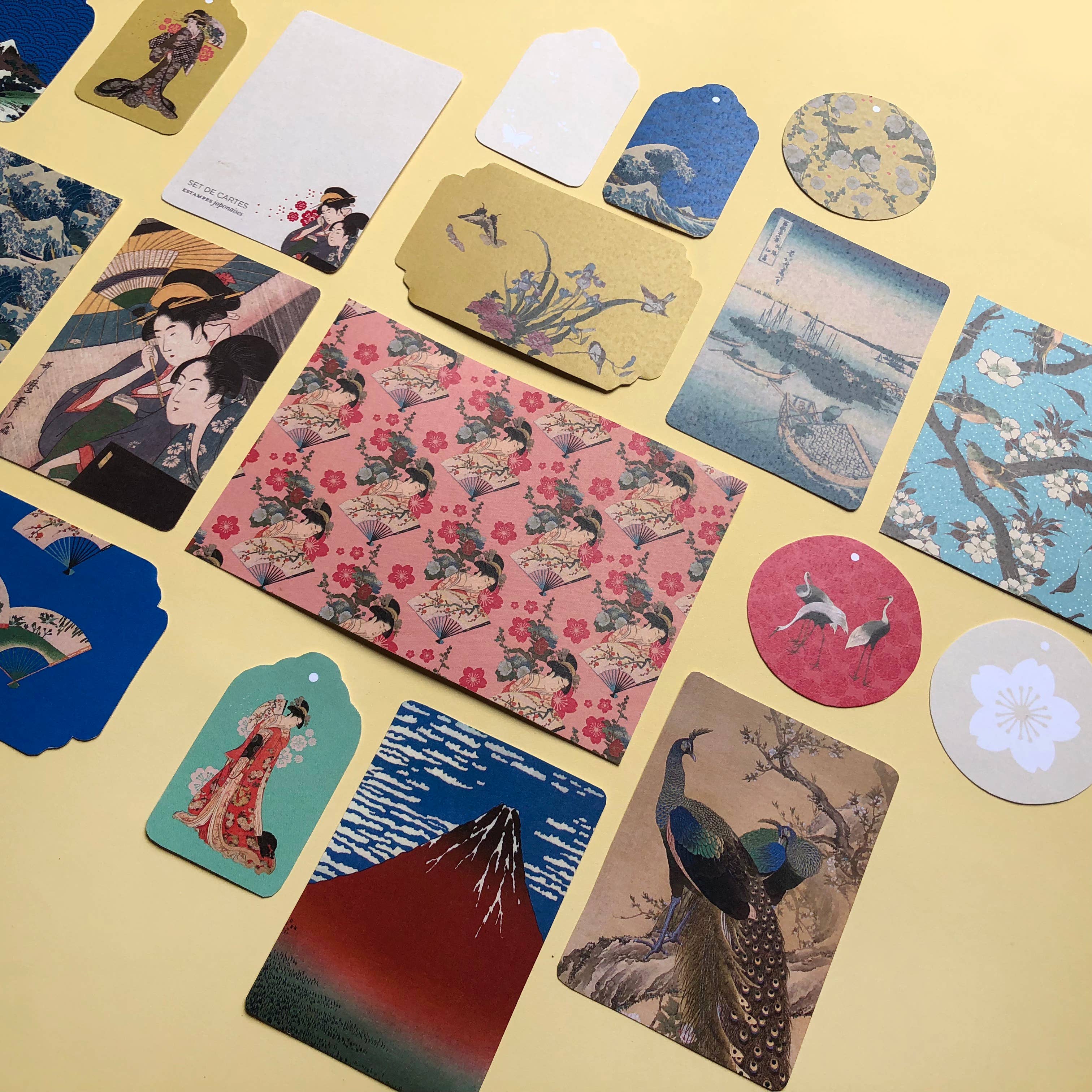 Japanese Prints Stationery Set | 15 Cards & Labels by Mon Petit Art | Gift Wrap & Messages